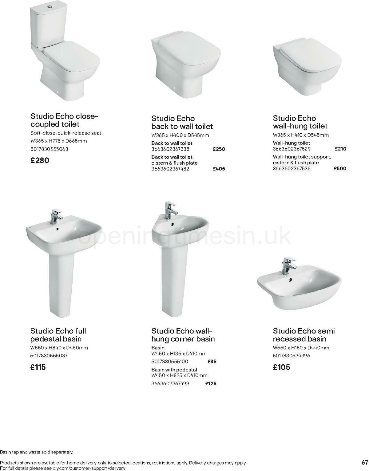 B&Q Bathroom Collections Offers from 1 May