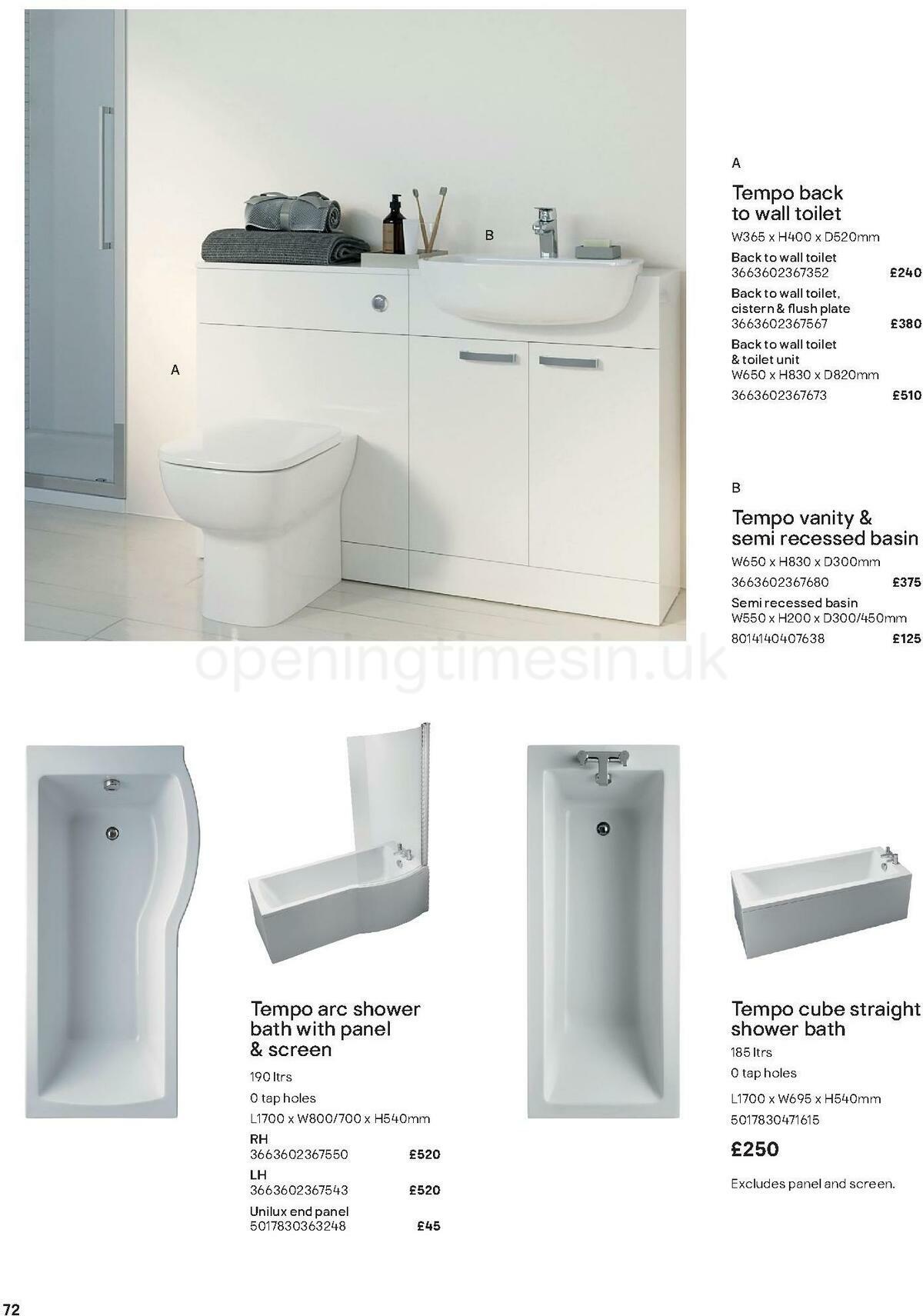B&Q Bathroom Collections Offers from 1 May