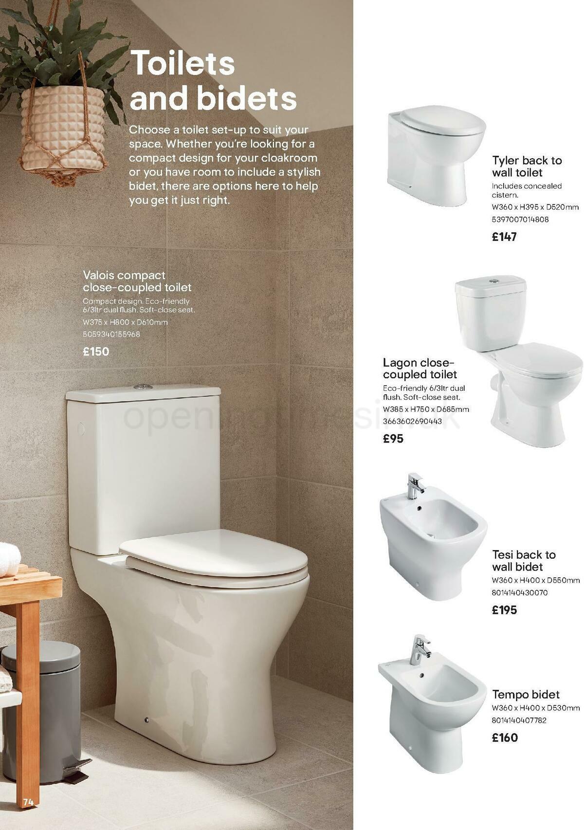 B&Q Bathroom Collections Offers from 1 May