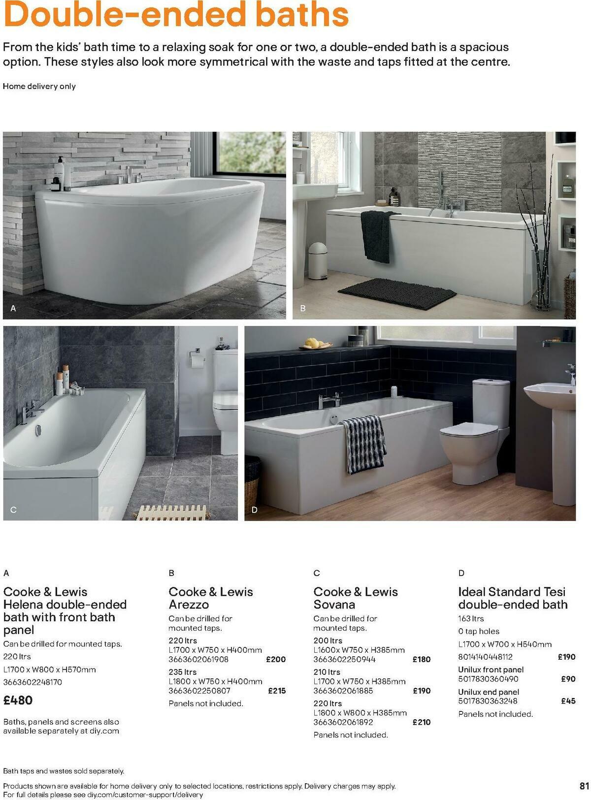 B&Q Bathroom Collections Offers from 1 May