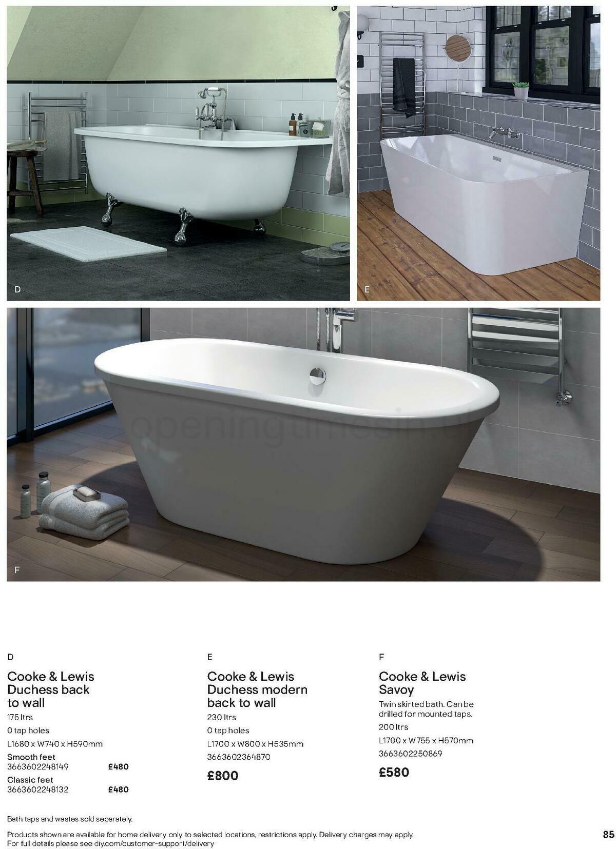 B&Q Bathroom Collections Offers from 1 May