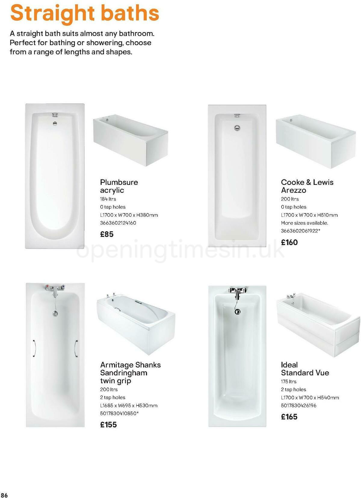 B&Q Bathroom Collections Offers from 1 May