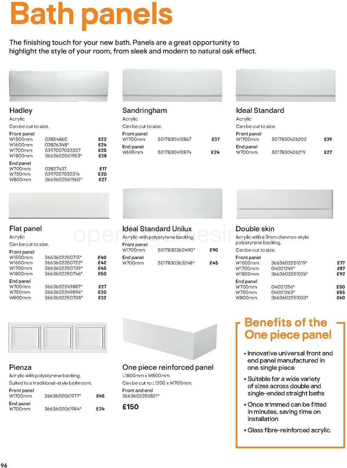 B&Q Bathroom Collections Offers from 1 May