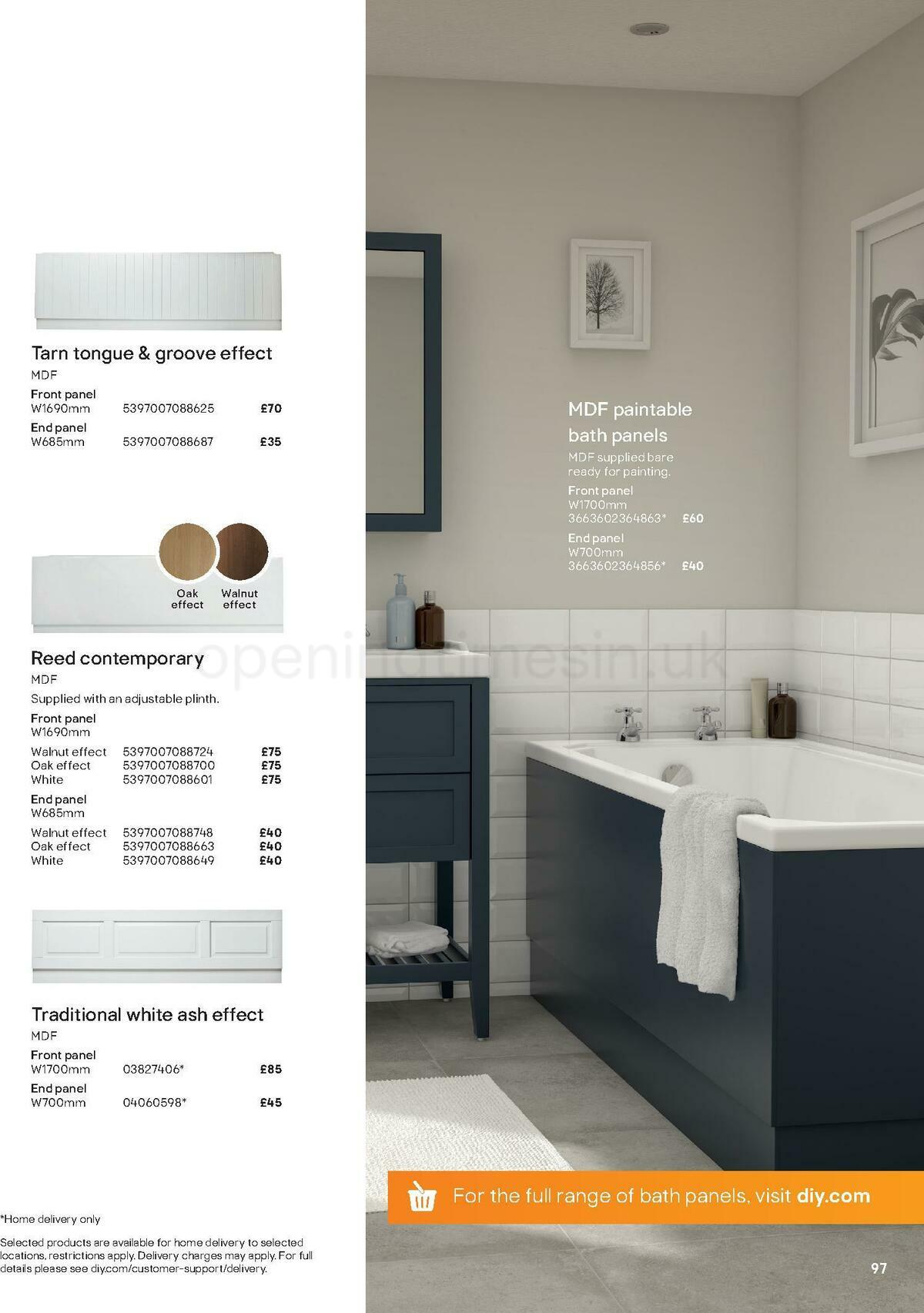 B&Q Bathroom Collections Offers from 1 May