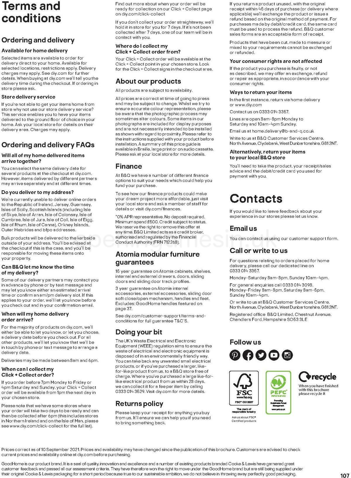 B&Q Indoor Furniture Offers from 1 September