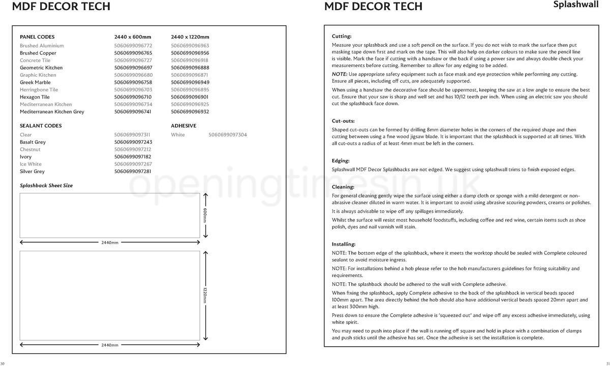 B&Q Splashwall Elegant Kitchen Splashbacks Offers from 1 September