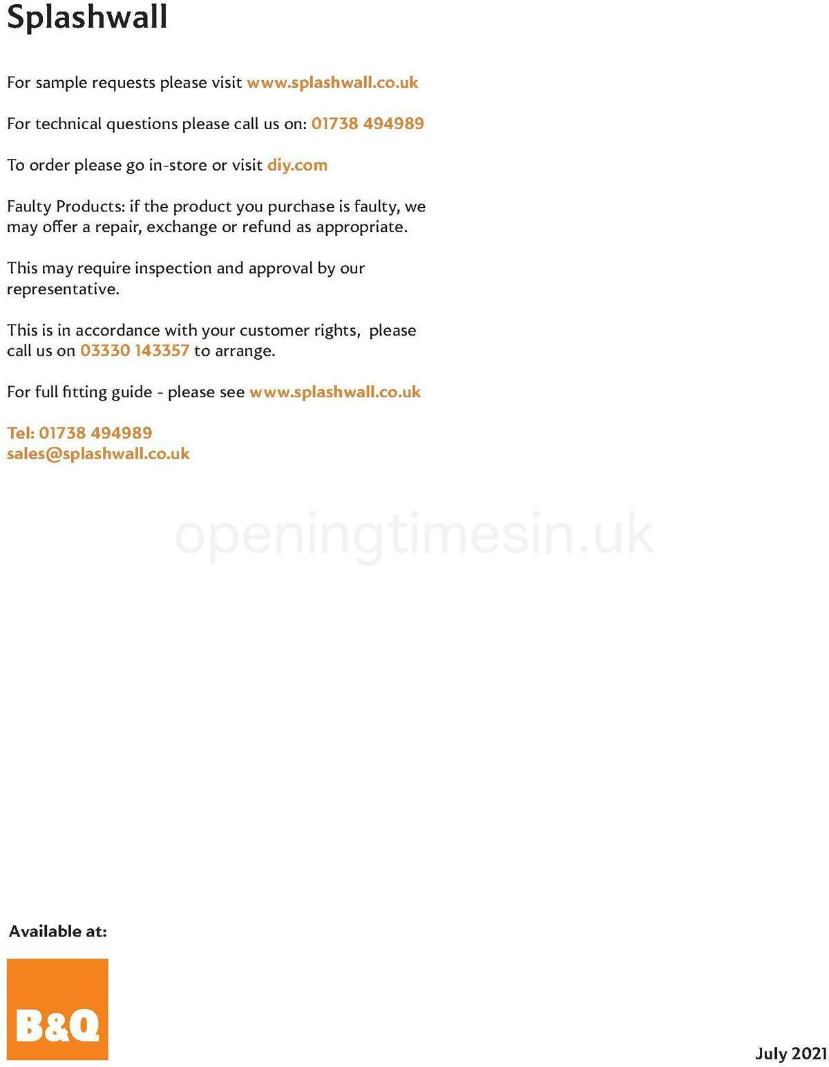 B&Q Splashwall Elegant Kitchen Splashbacks Offers from 1 September