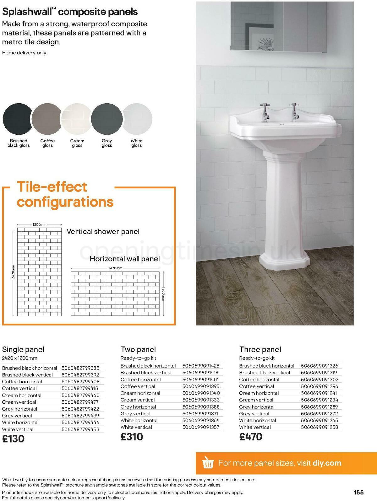 B&Q Bathrooms Offers from 1 October