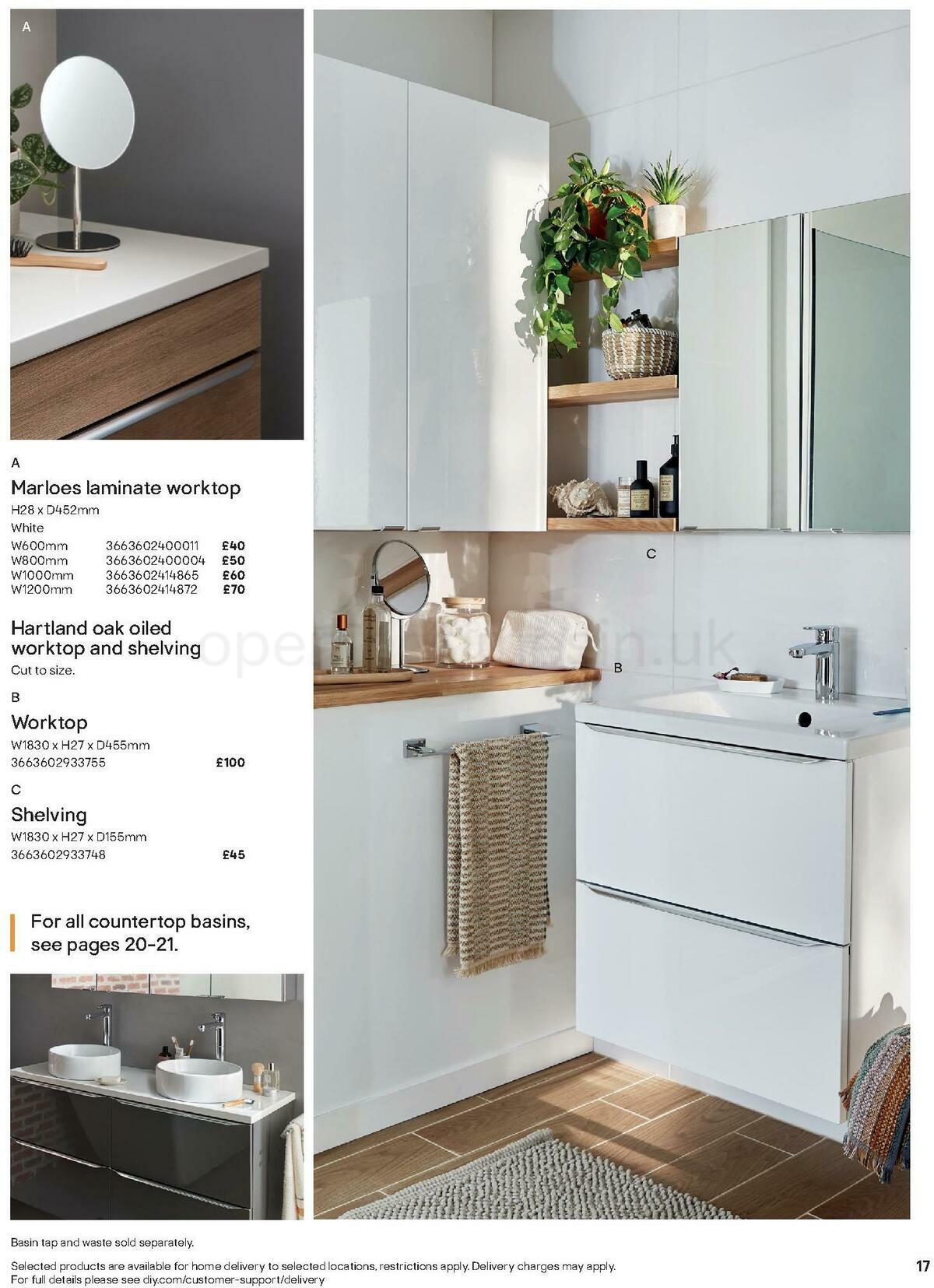 B&Q Bathrooms Offers from 1 October