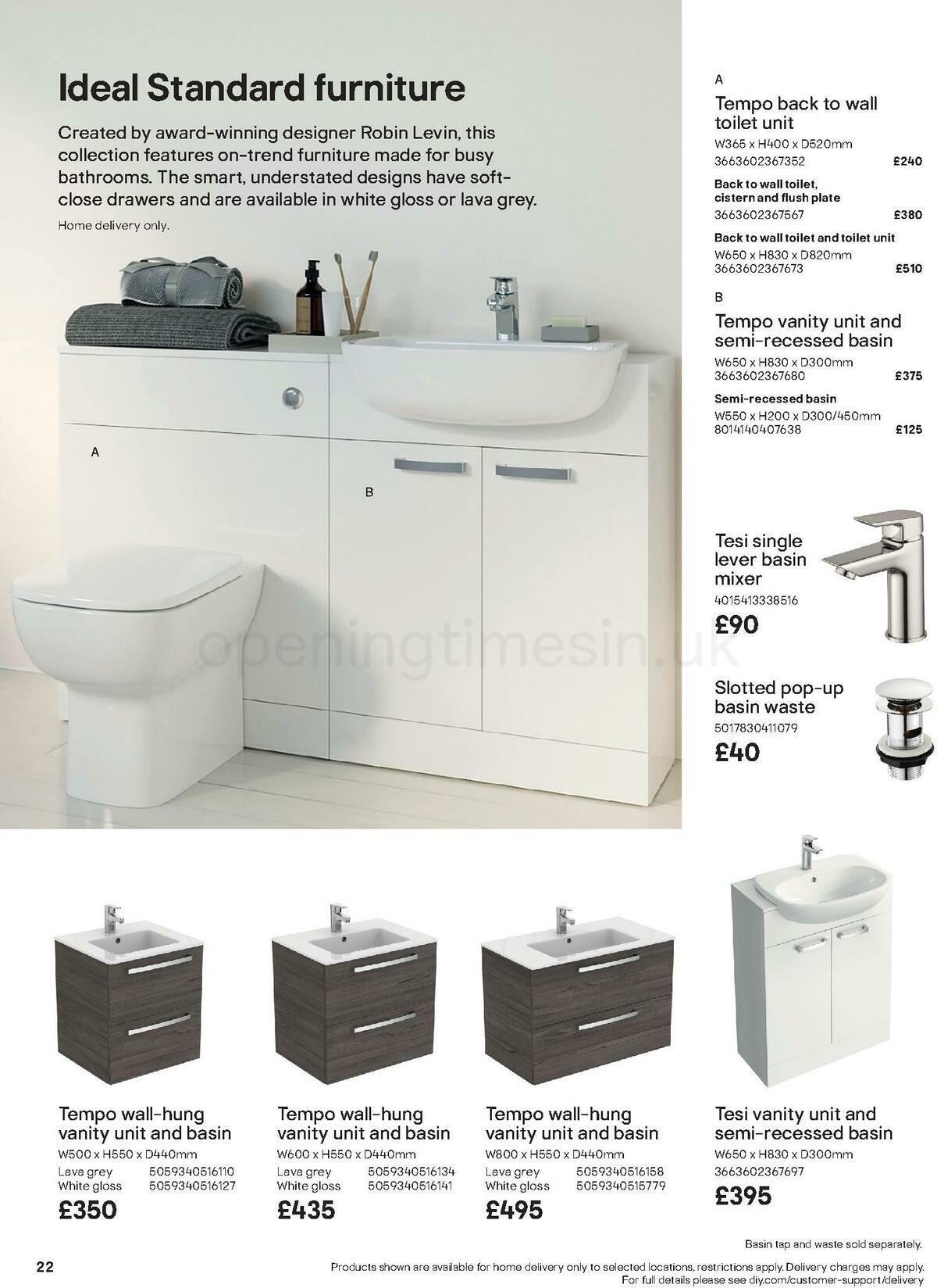 B&Q Bathrooms Offers from 1 October