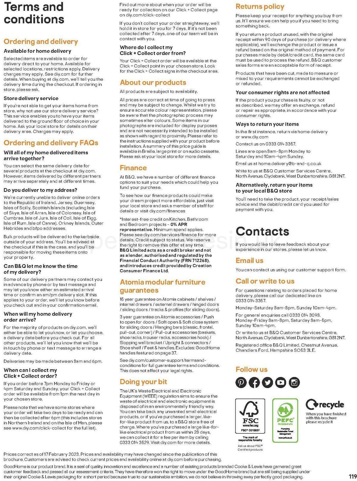 B&Q Indoor Furniture Offers from 1 March