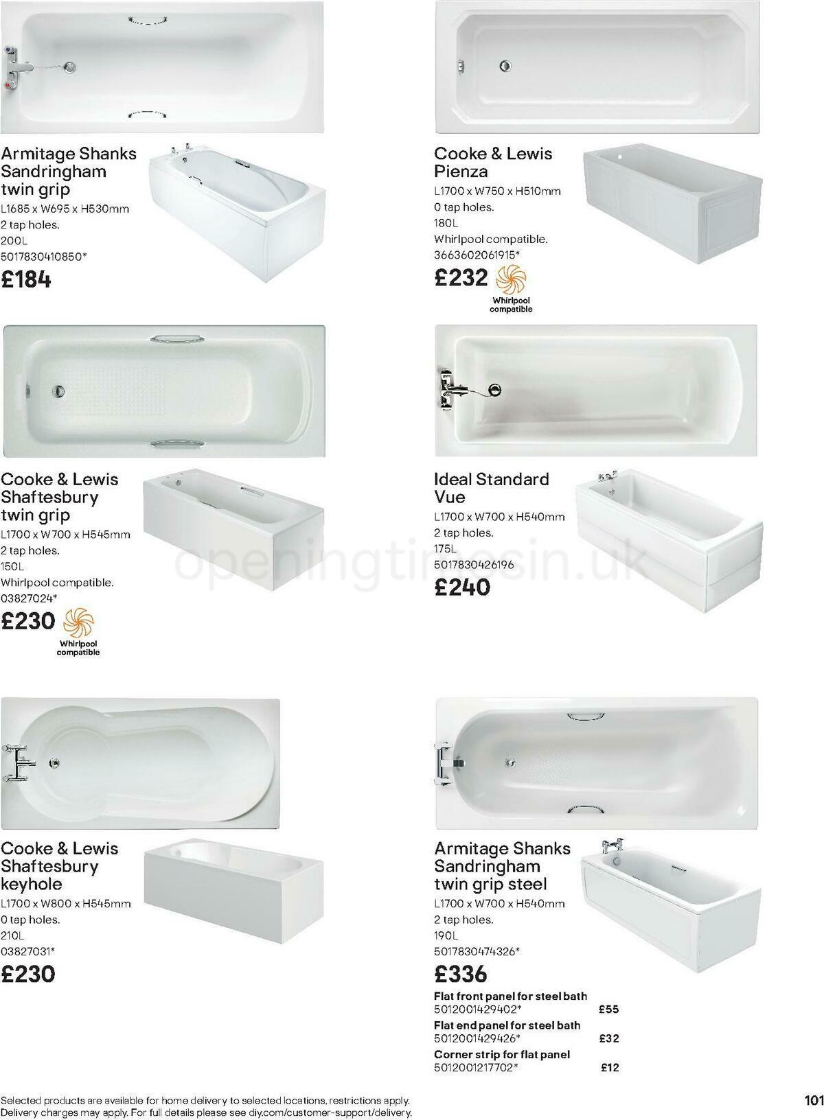 B&Q Bathroom Collections Offers from 24 March