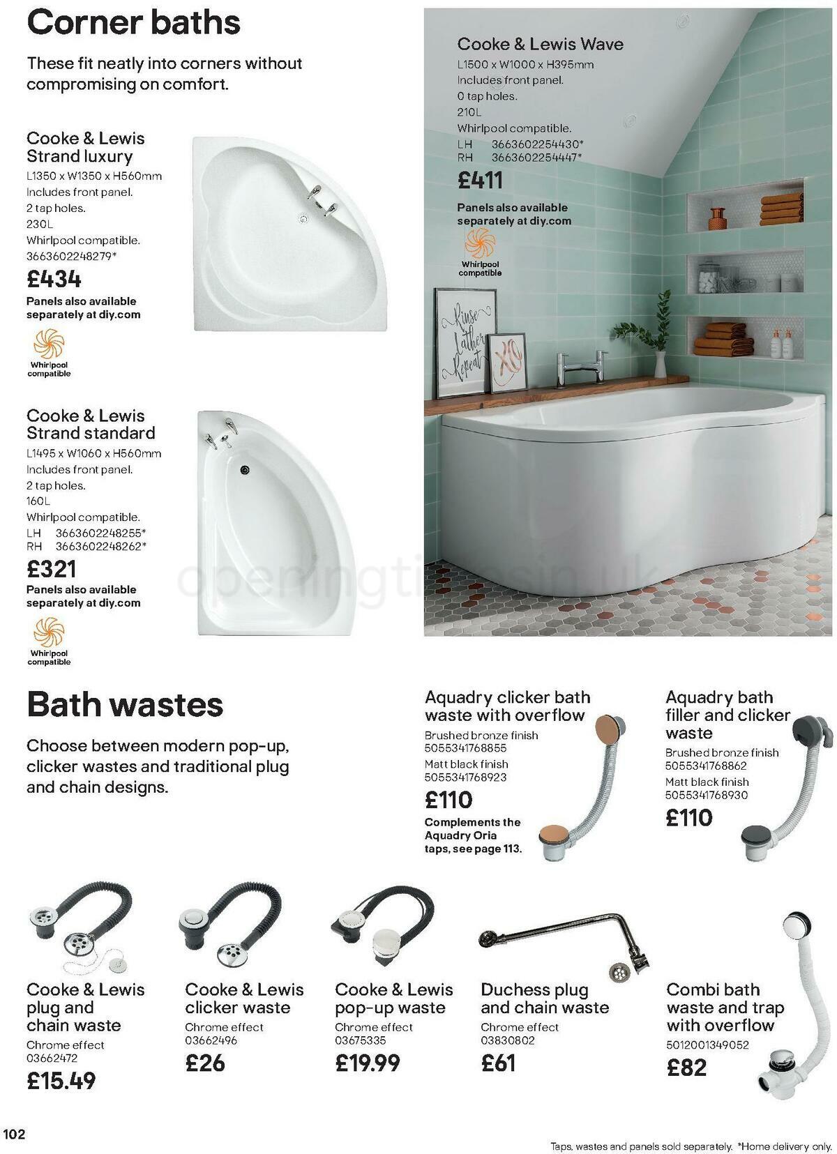 B&Q Bathroom Collections Offers from 24 March