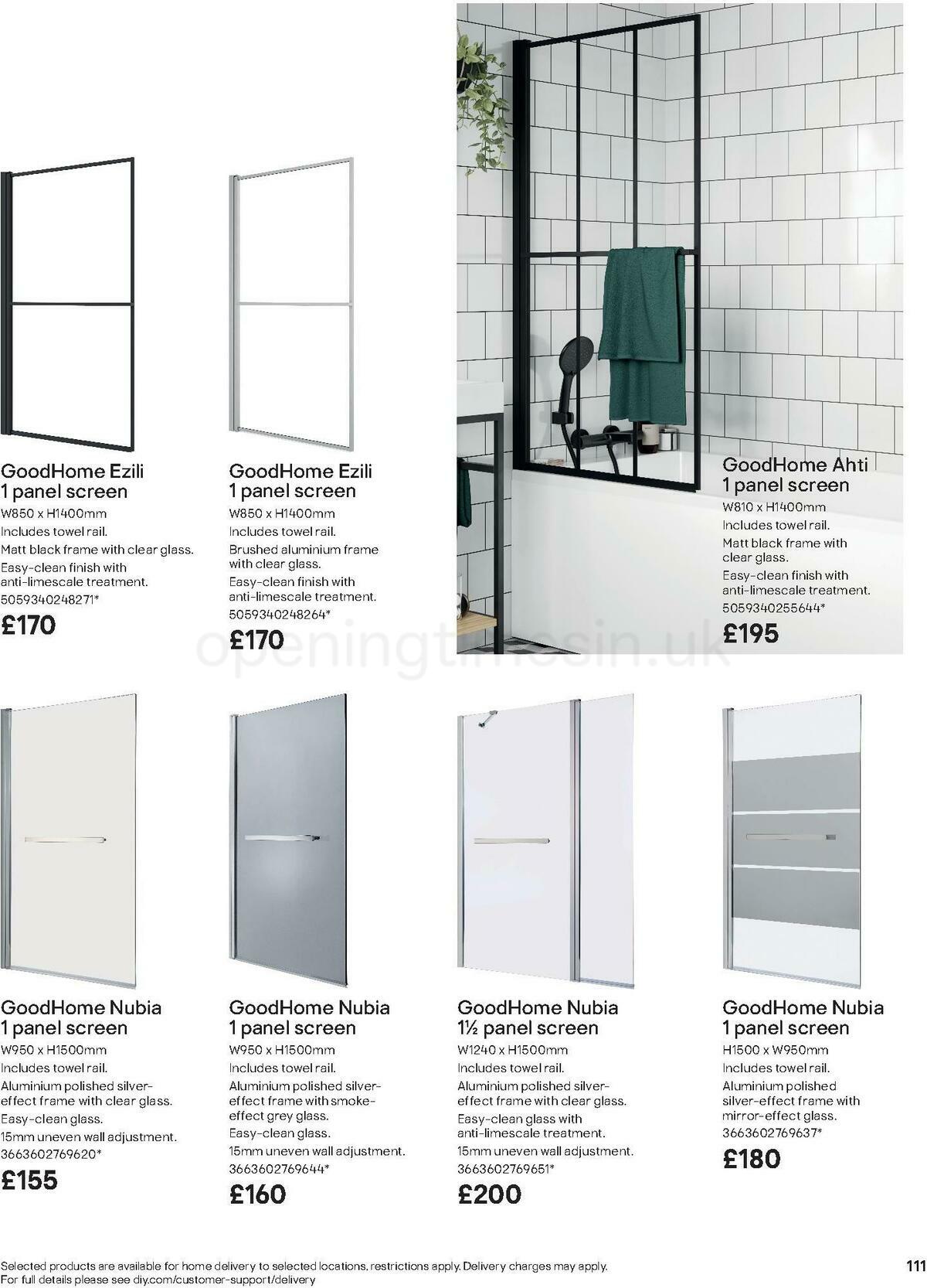 B&Q Bathroom Collections Offers from 24 March