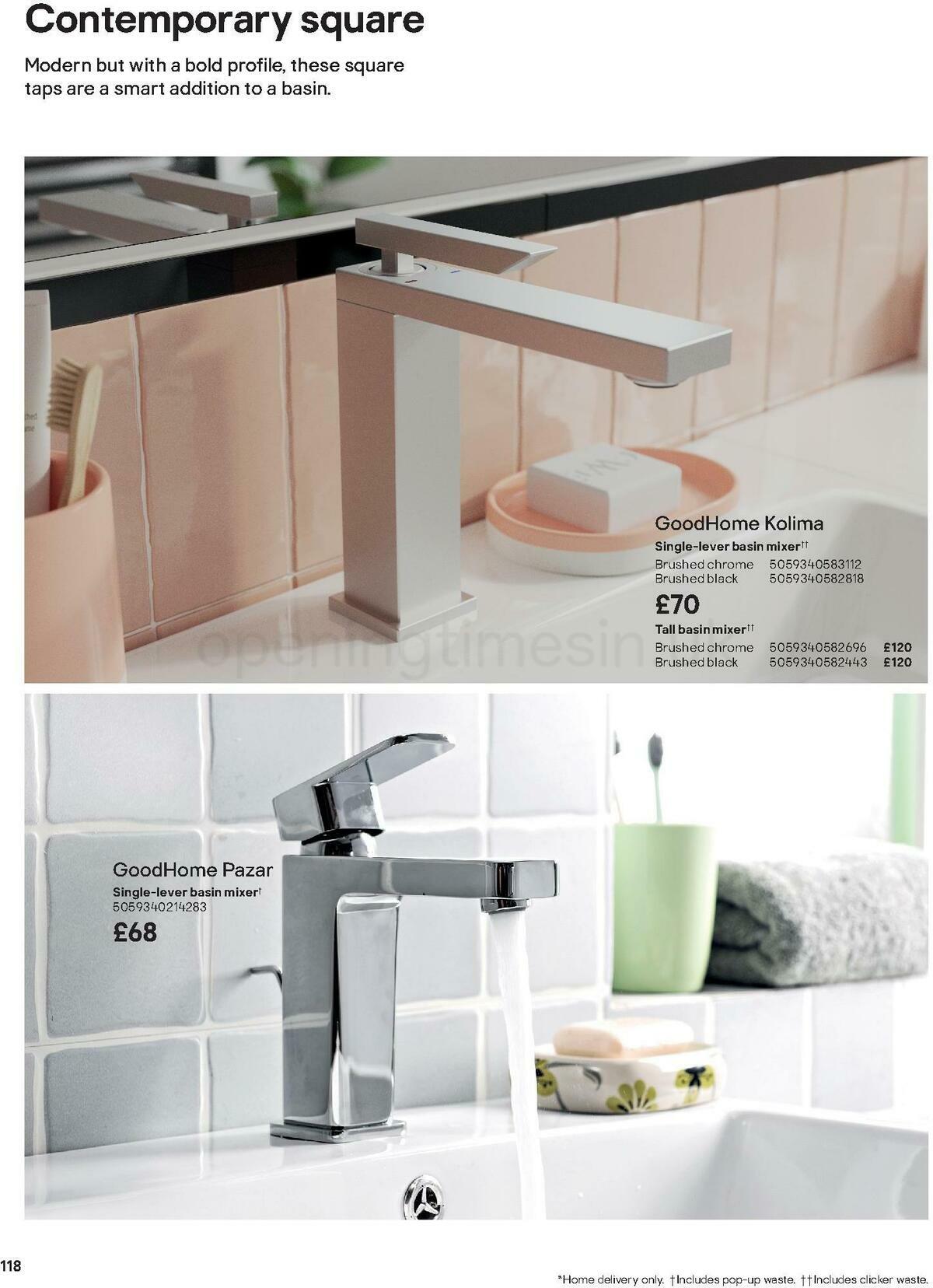 B&Q Bathroom Collections Offers from 24 March