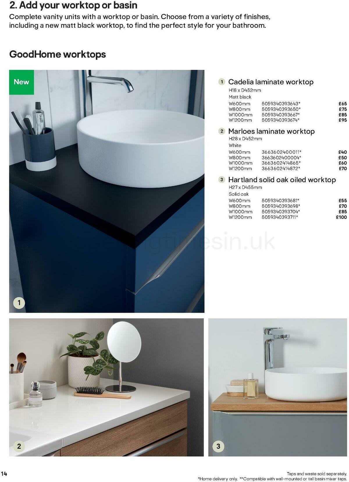 B&Q Bathroom Collections Offers from 24 March