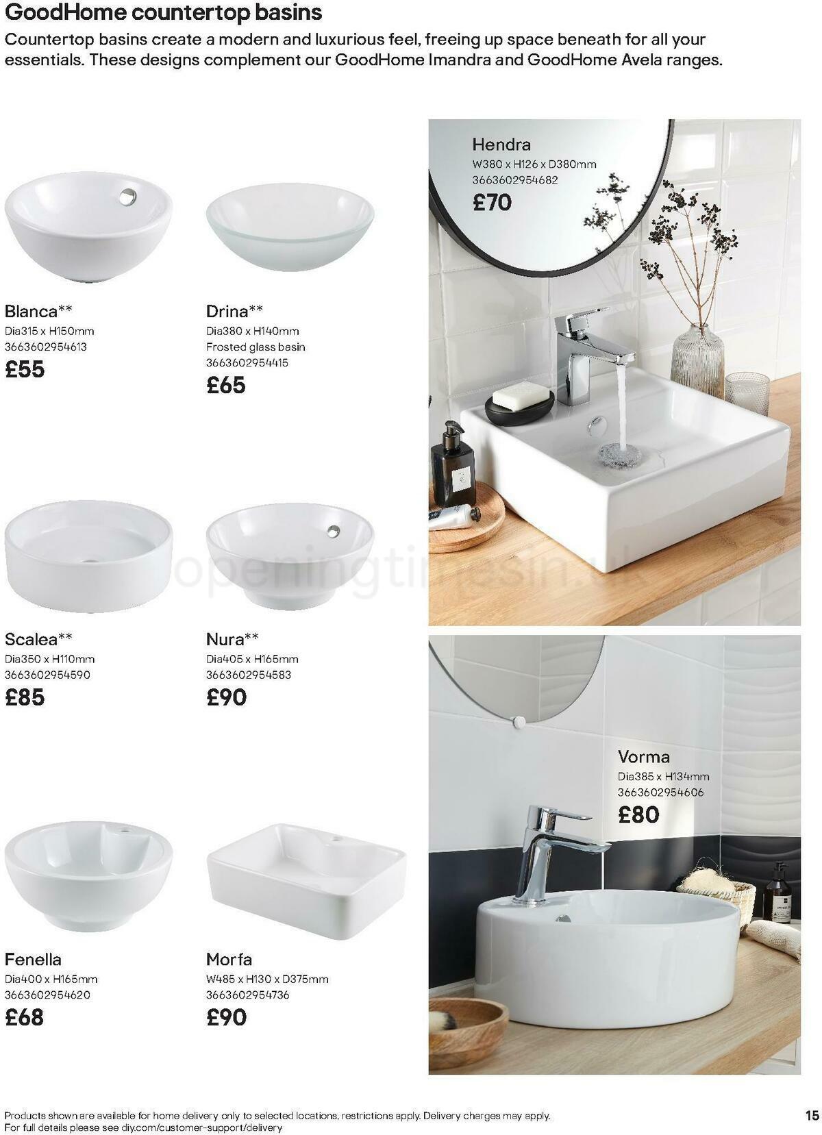 B&Q Bathroom Collections Offers from 24 March
