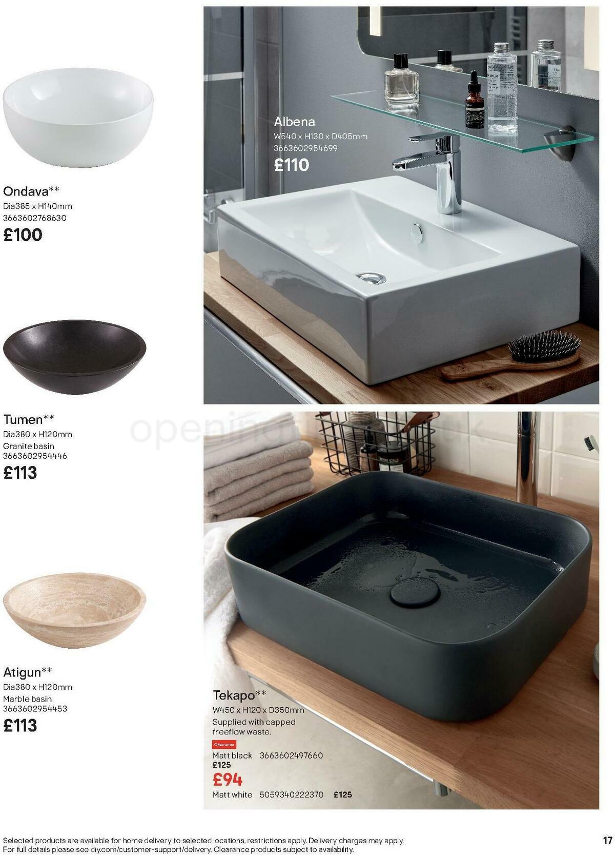 B&Q Bathroom Collections Offers from 24 March