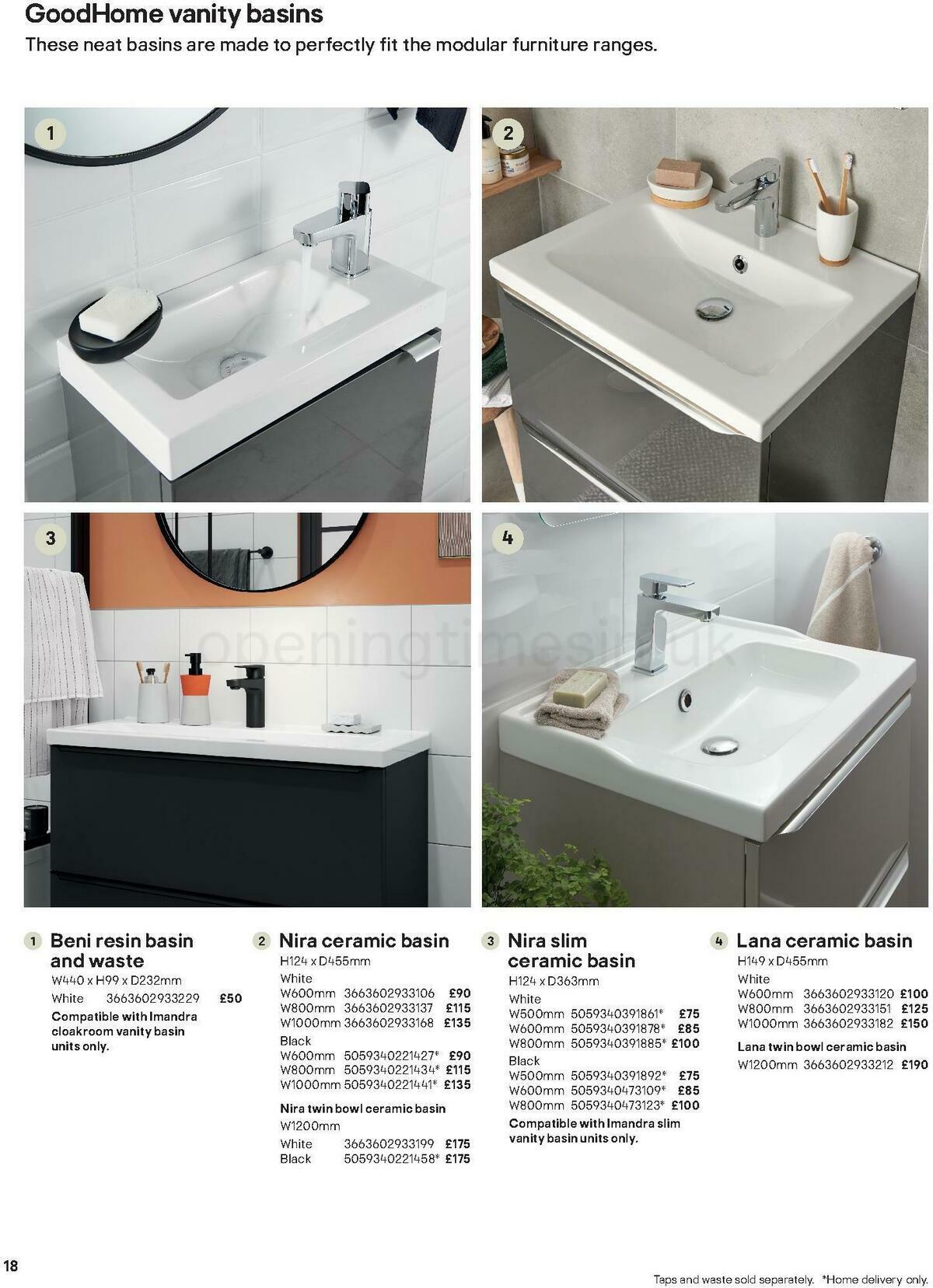 B&Q Bathroom Collections Offers from 24 March