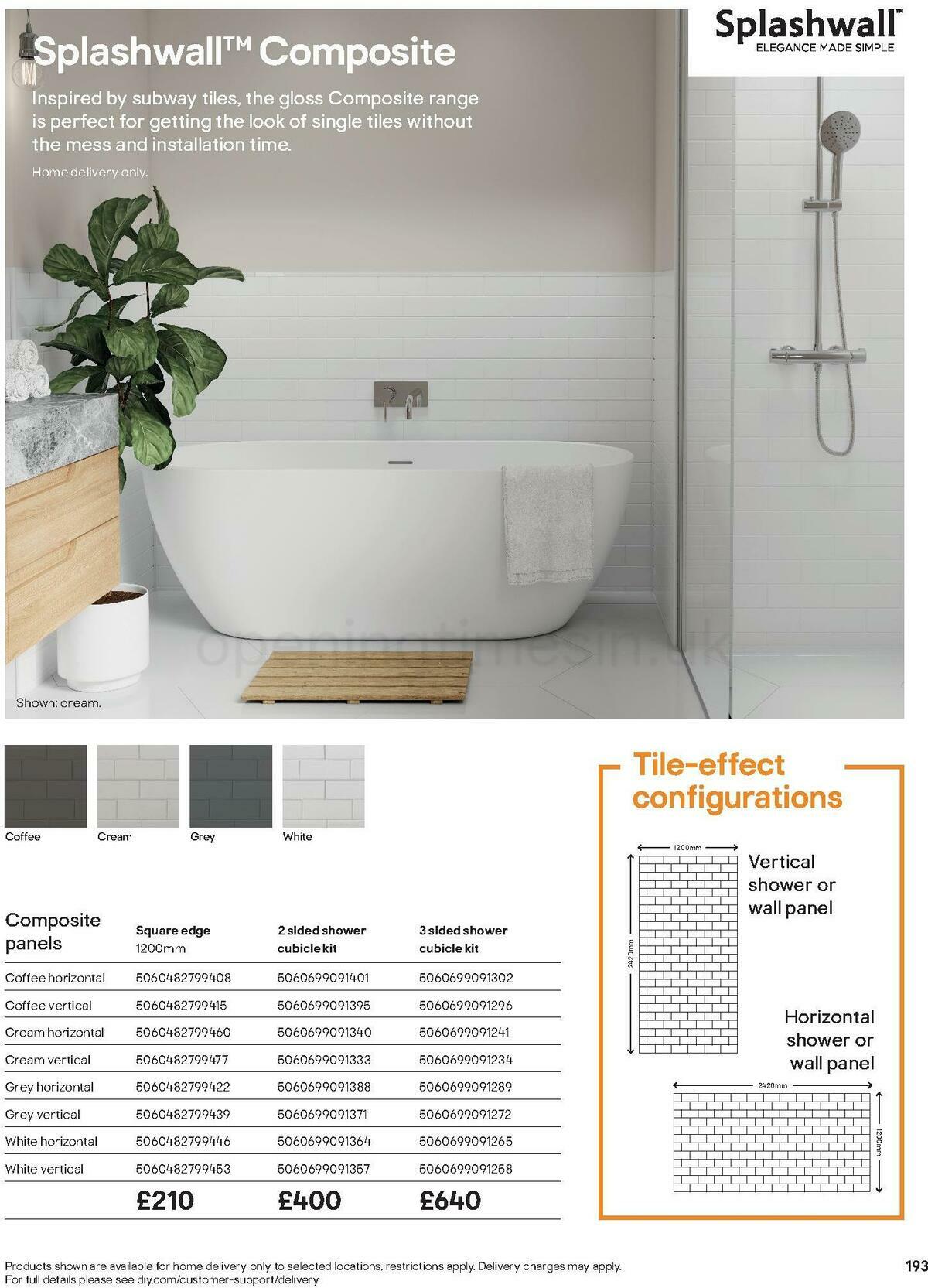 B&Q Bathroom Collections Offers from 24 March