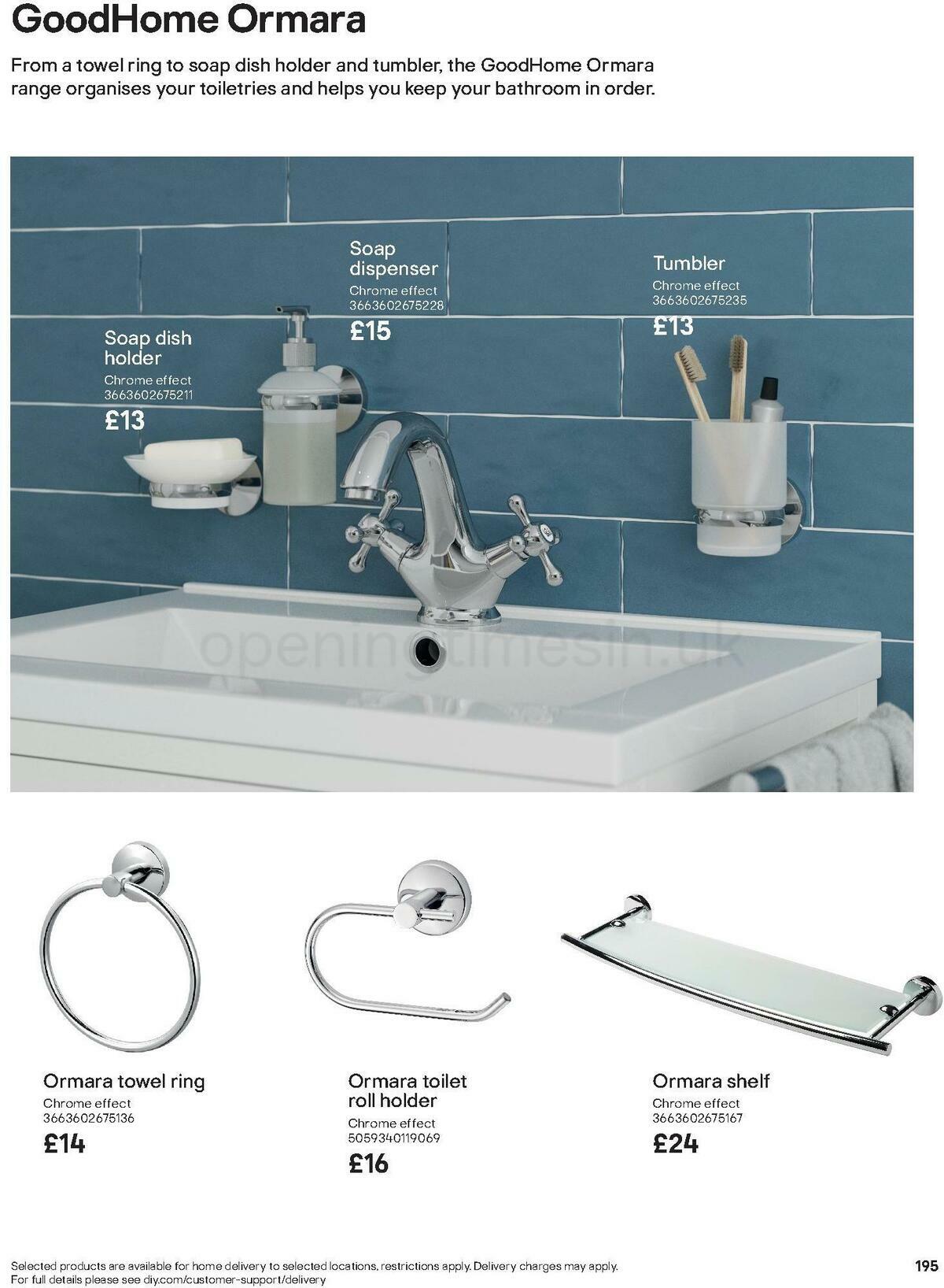 B&Q Bathroom Collections Offers from 24 March