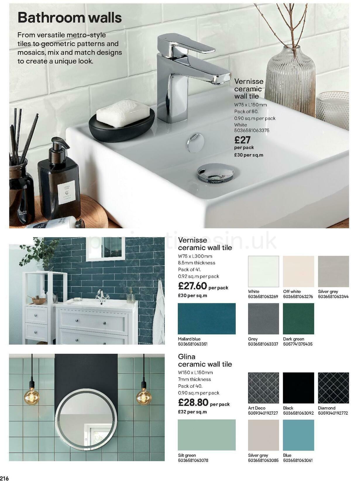 B&Q Bathroom Collections Offers from 24 March
