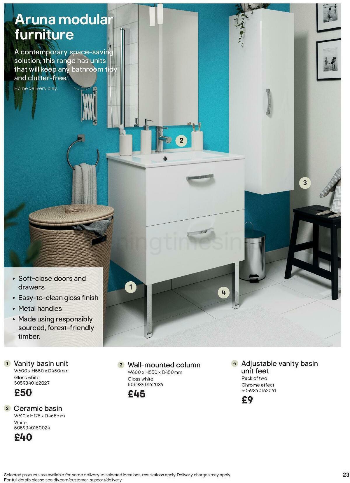 B&Q Bathroom Collections Offers from 24 March