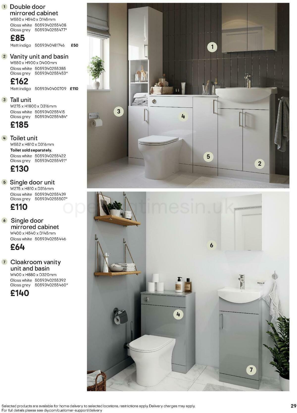 B&Q Bathroom Collections Offers from 24 March