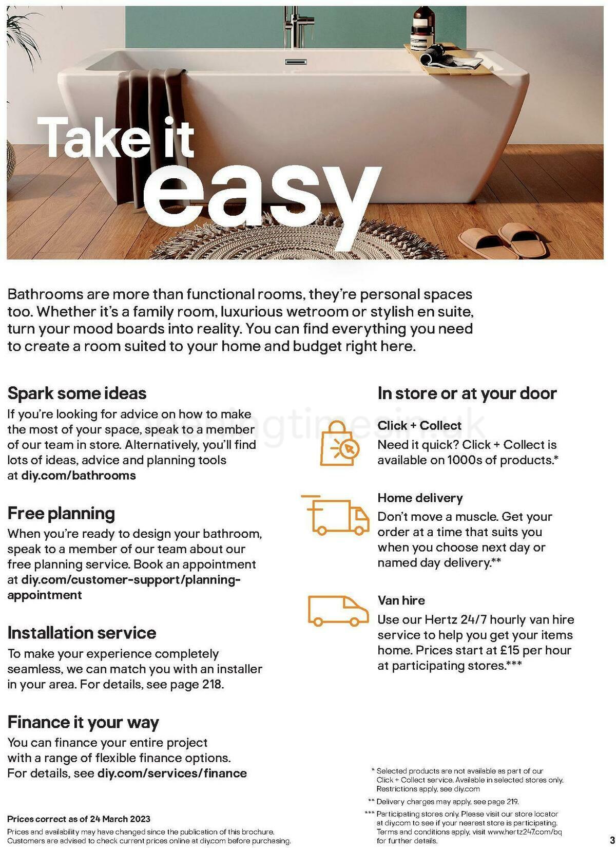 B&Q Bathroom Collections Offers from 24 March