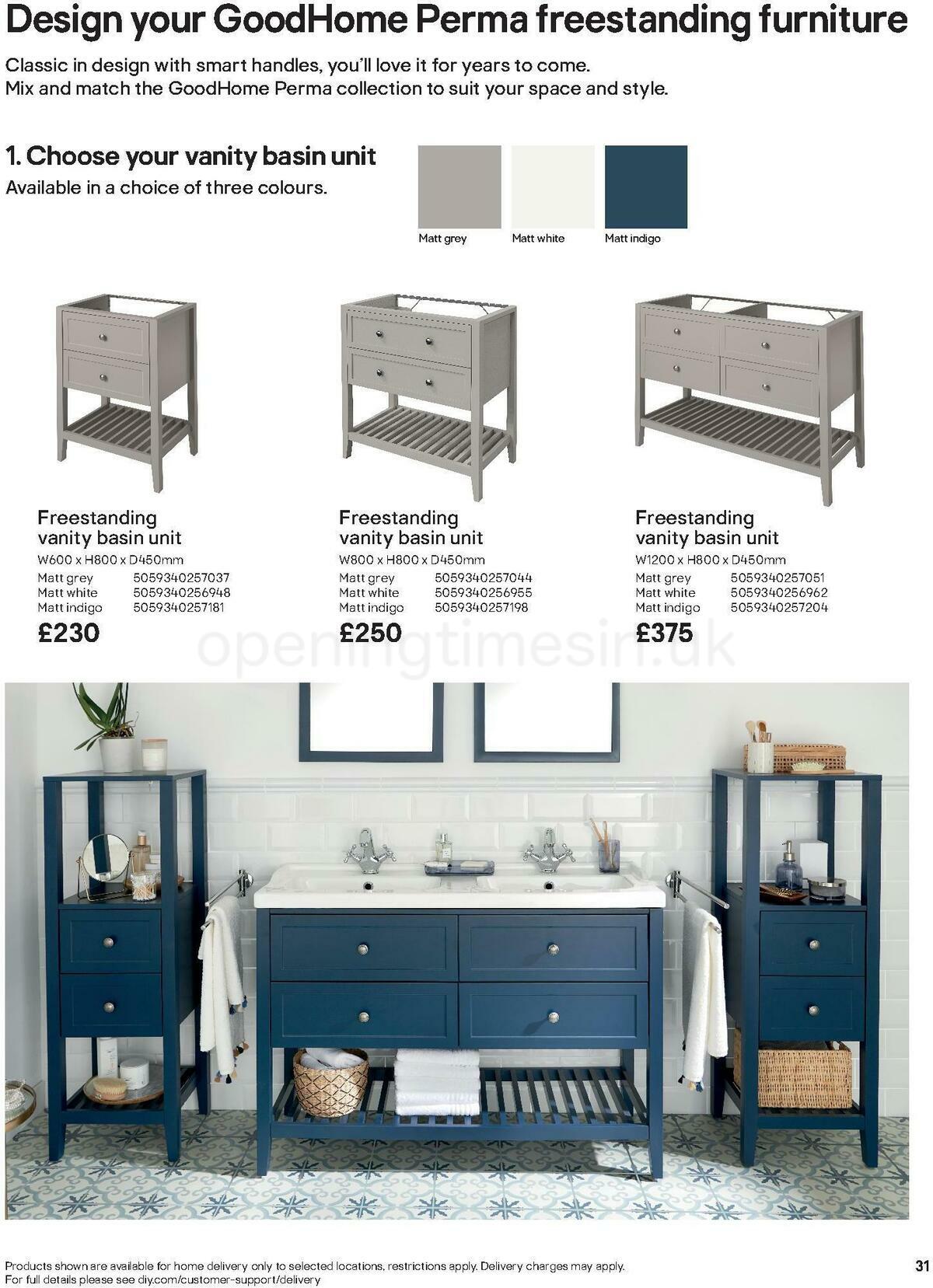 B&Q Bathroom Collections Offers from 24 March