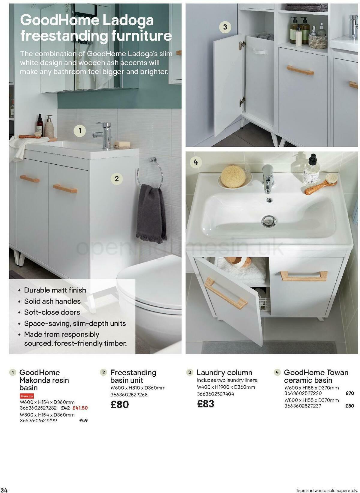 B&Q Bathroom Collections Offers from 24 March