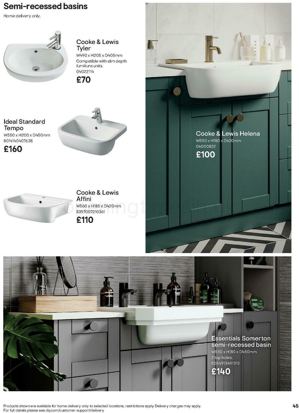 B&Q Bathroom Collections Offers from 24 March