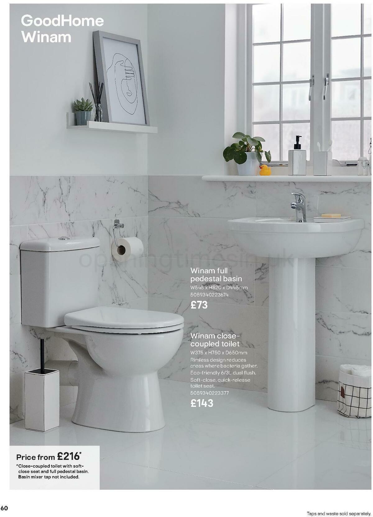 B&Q Bathroom Collections Offers from 24 March