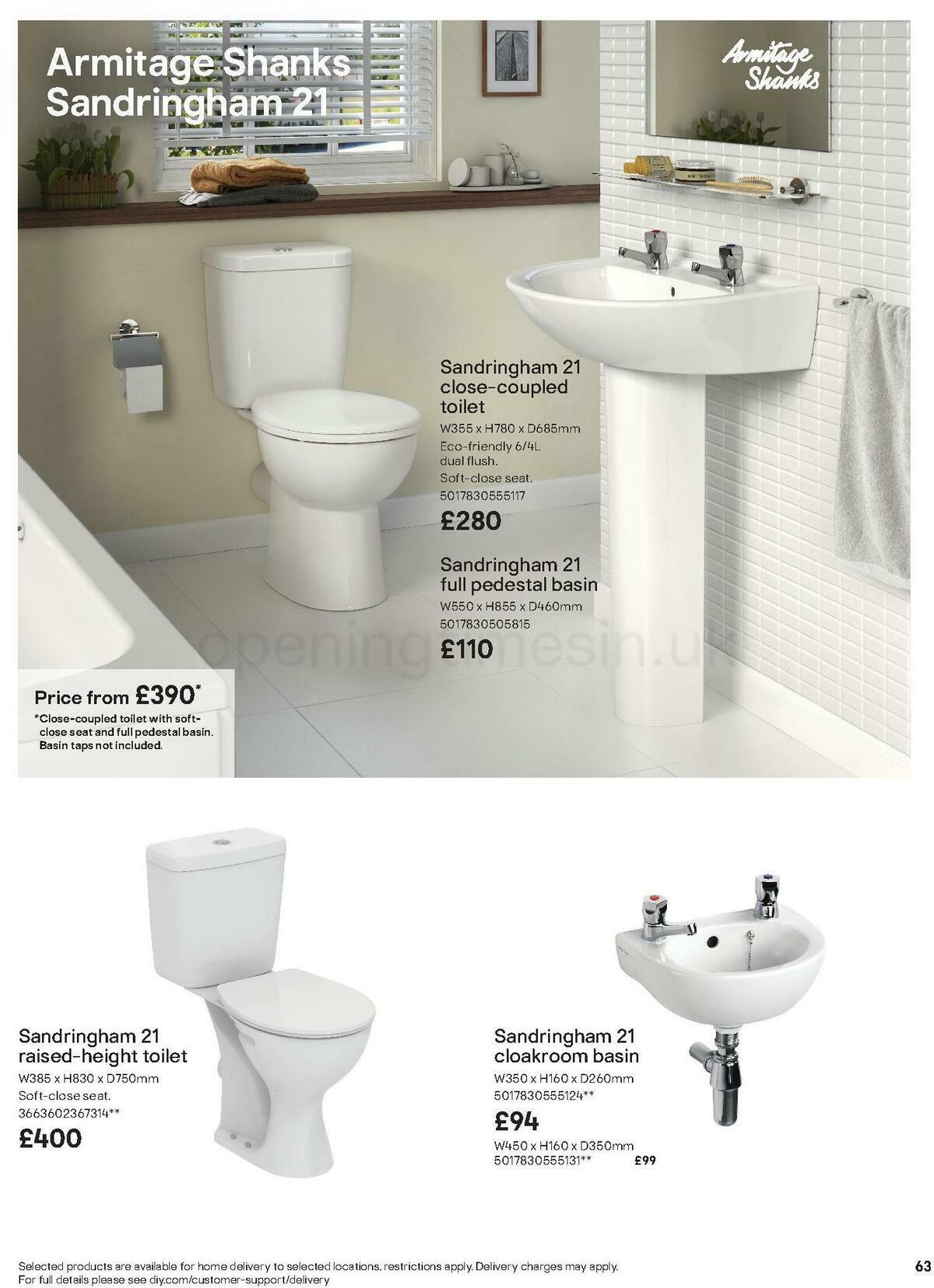B&Q Bathroom Collections Offers from 24 March