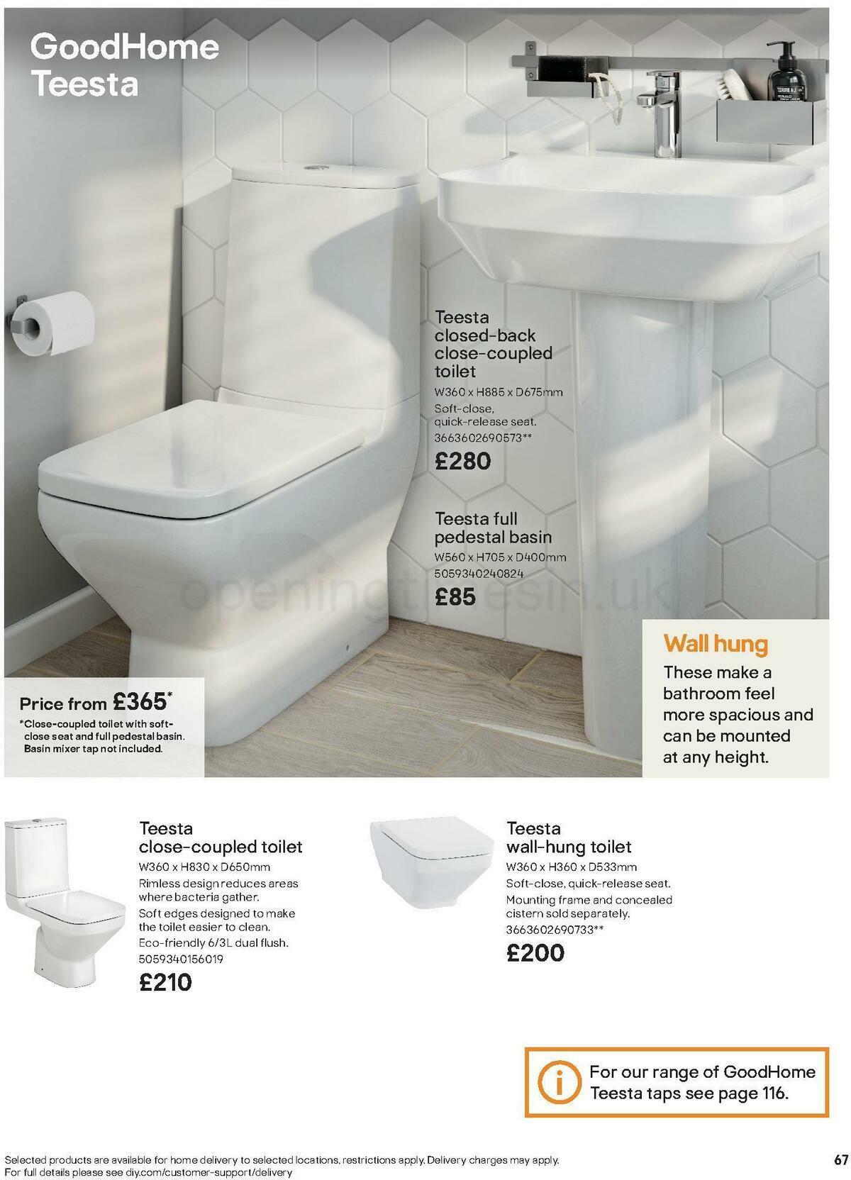 B&Q Bathroom Collections Offers from 24 March