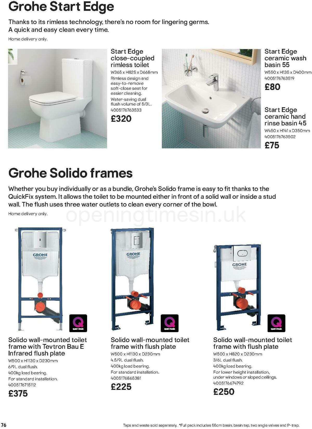 B&Q Bathroom Collections Offers from 24 March