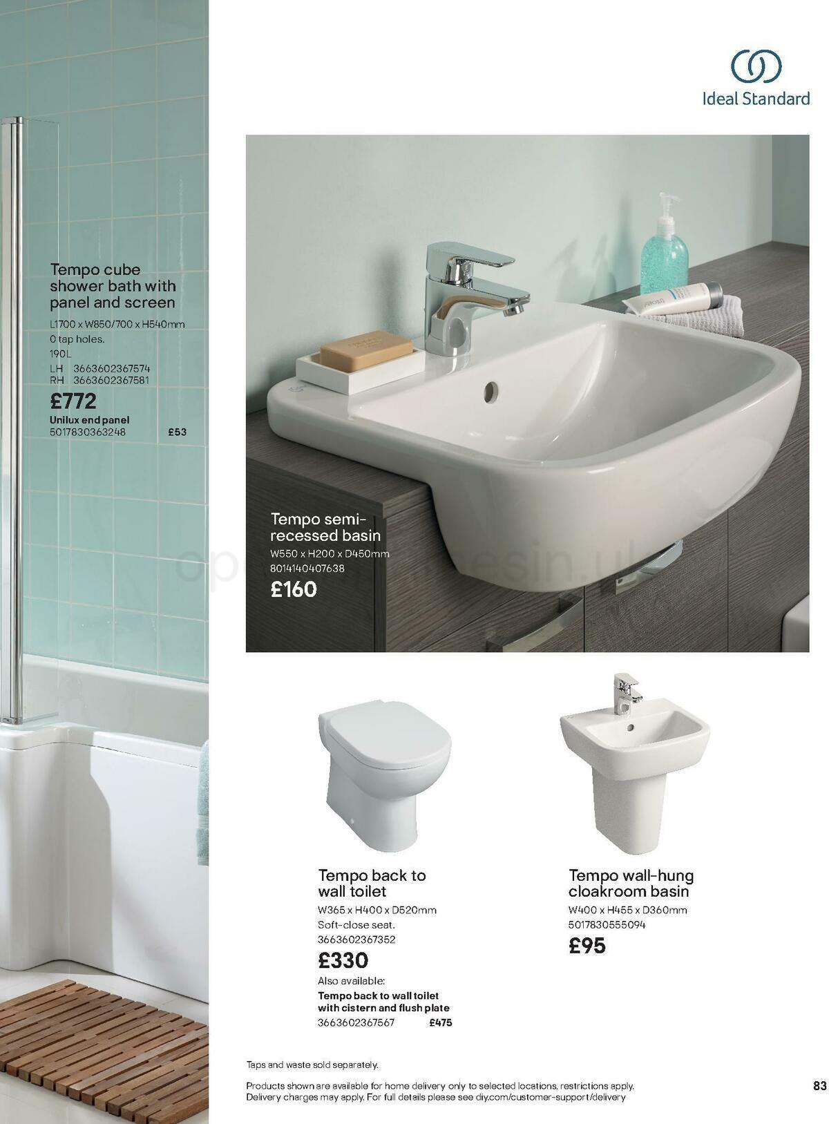 B&Q Bathroom Collections Offers from 24 March