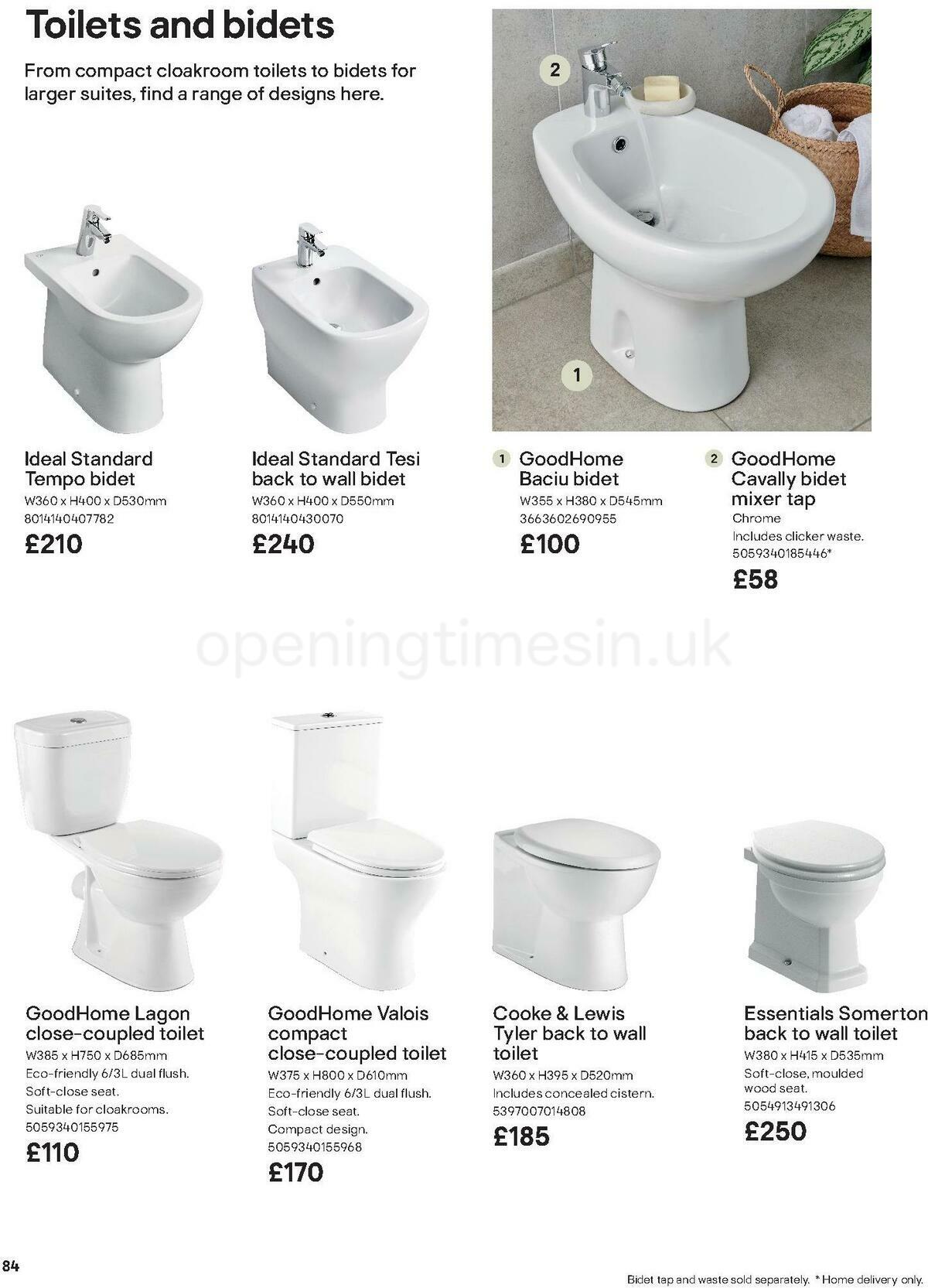 B&Q Bathroom Collections Offers from 24 March