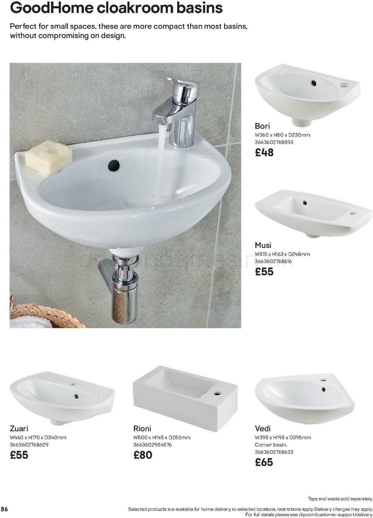B&Q Bathroom Collections Offers from 24 March