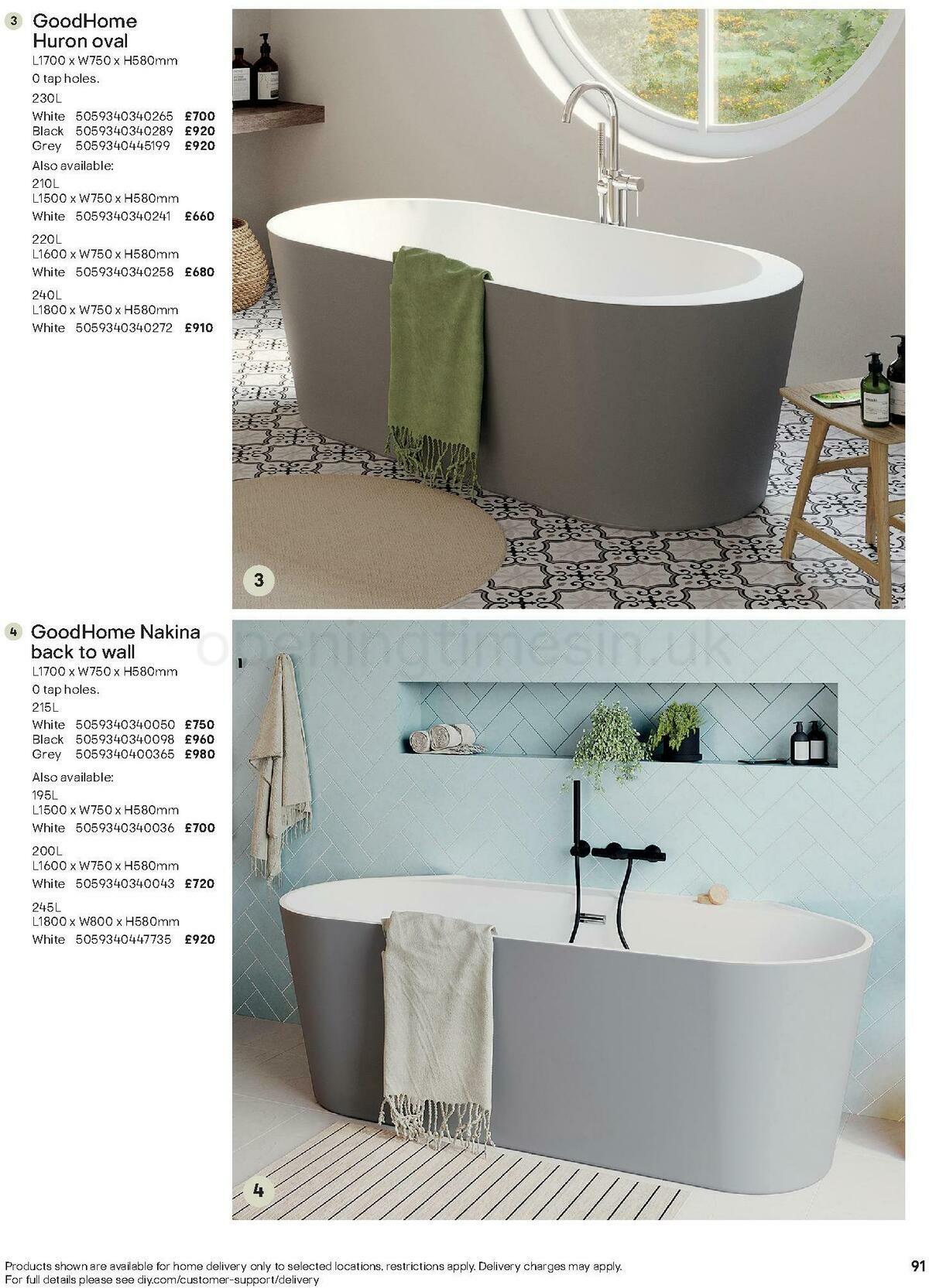 B&Q Bathroom Collections Offers from 24 March