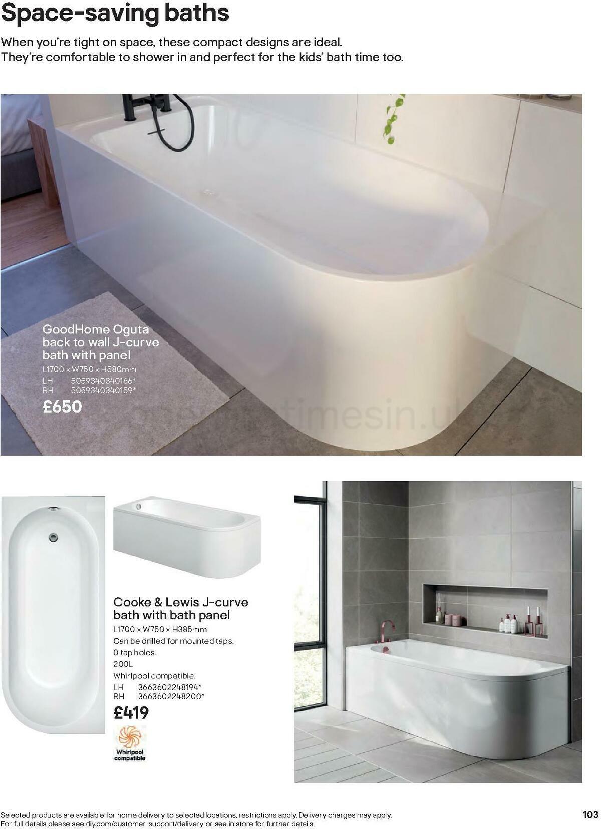 B&Q Bathrooms Offers from 27 June