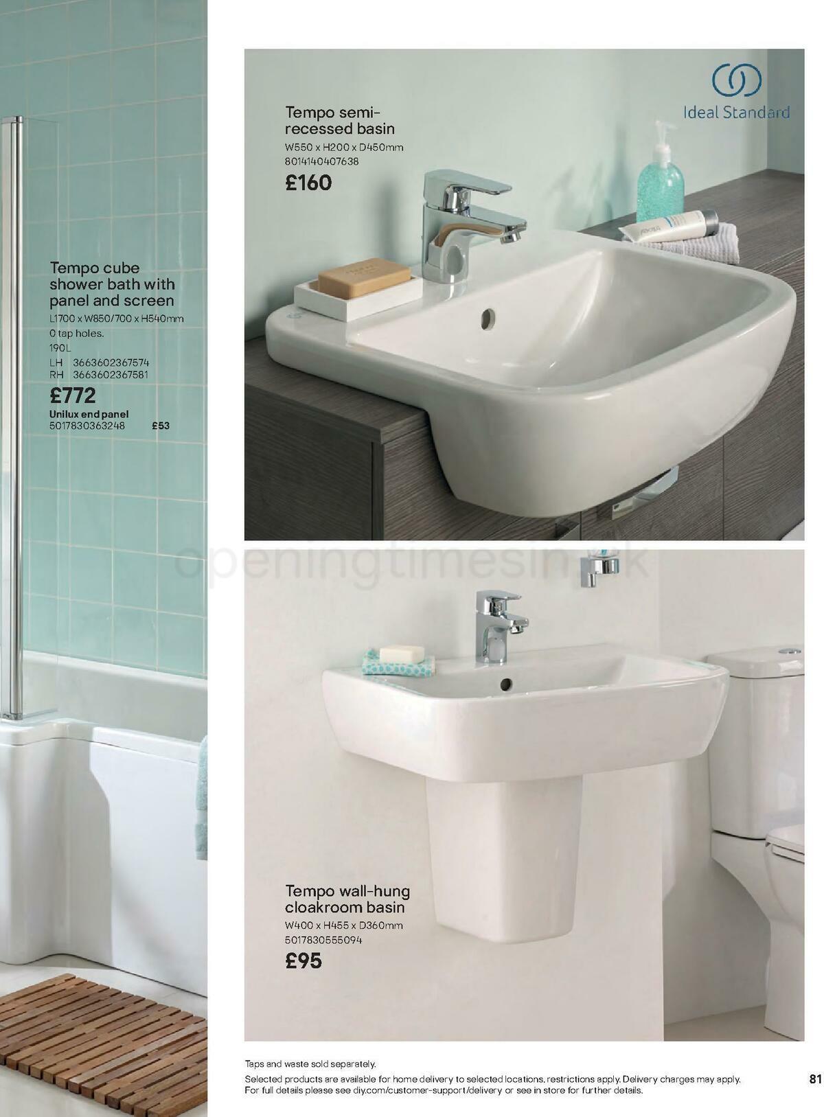 B&Q Bathrooms Offers from 27 June