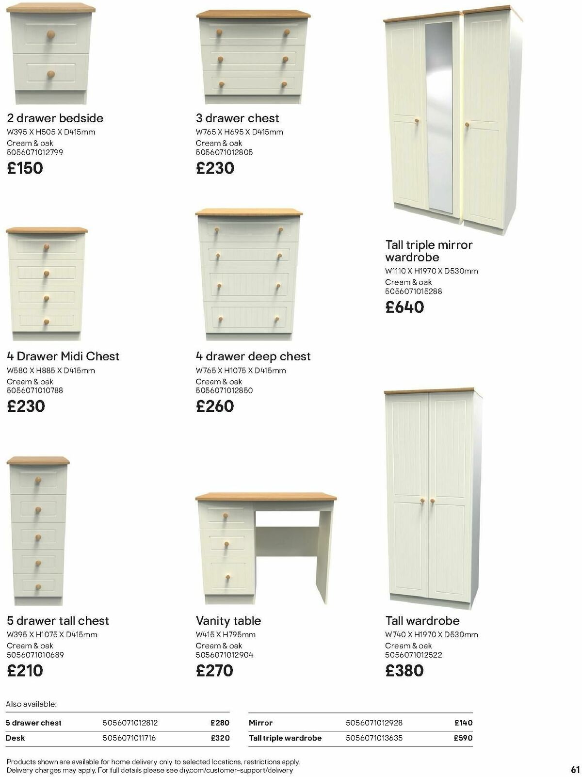 B&Q Freestanding Furniture Offers from 15 October