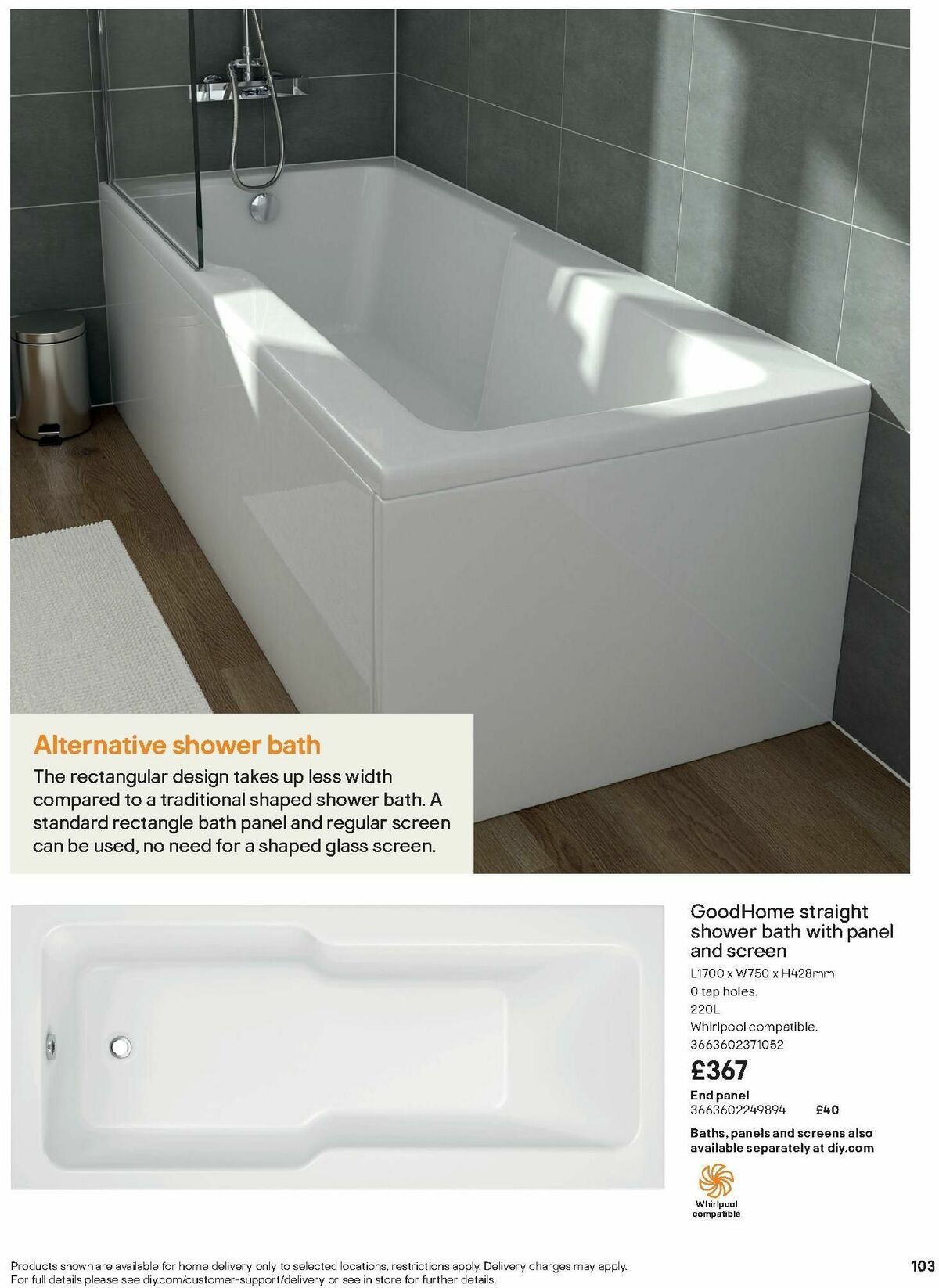 B&Q Bathroom Collections Offers from 1 October