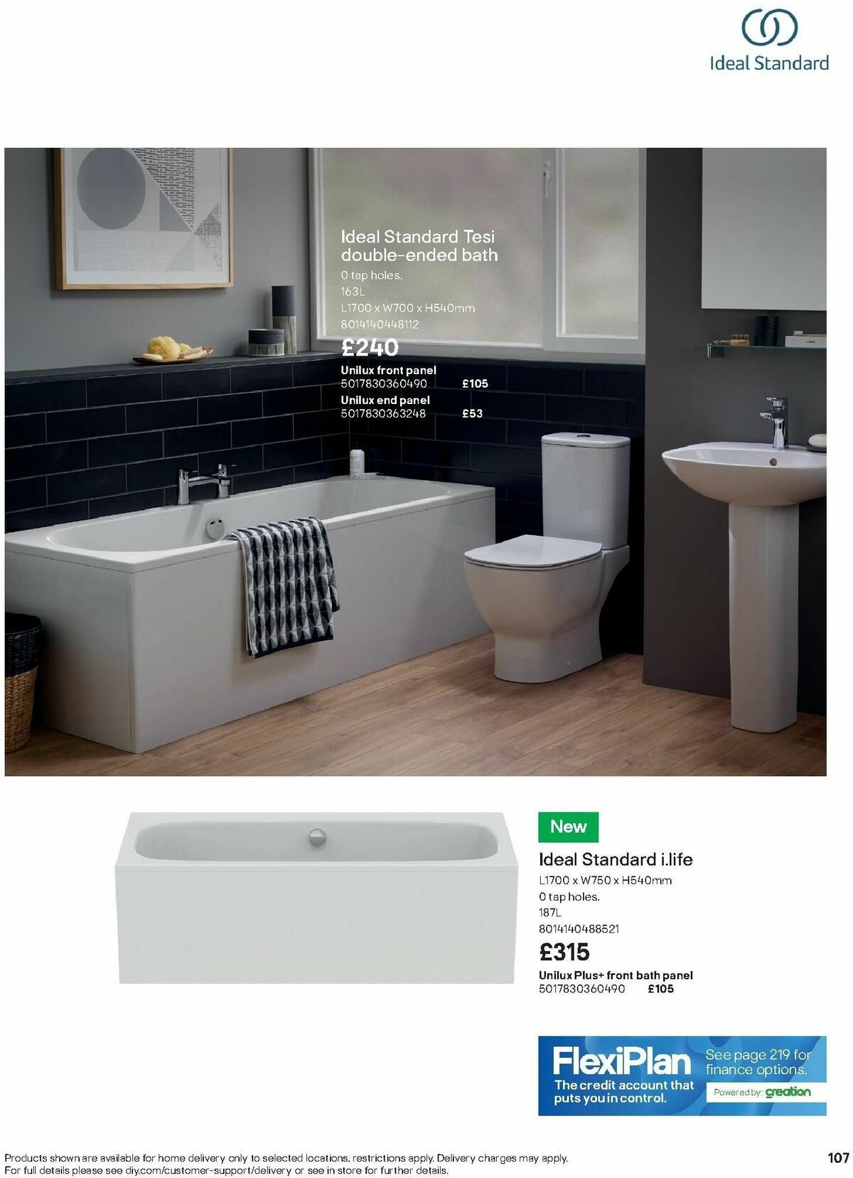 B&Q Bathroom Collections Offers from 1 October