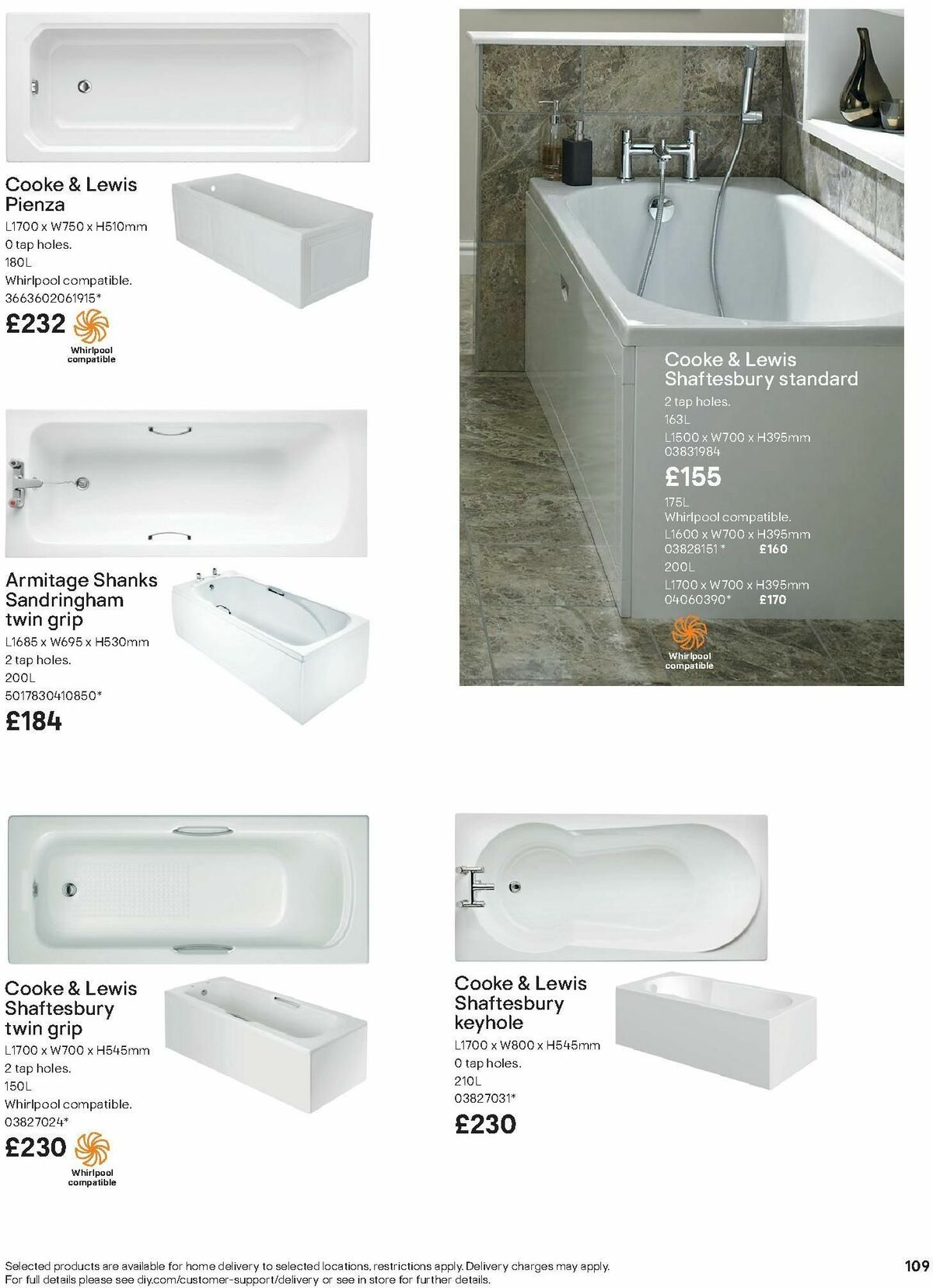 B&Q Bathroom Collections Offers from 1 October