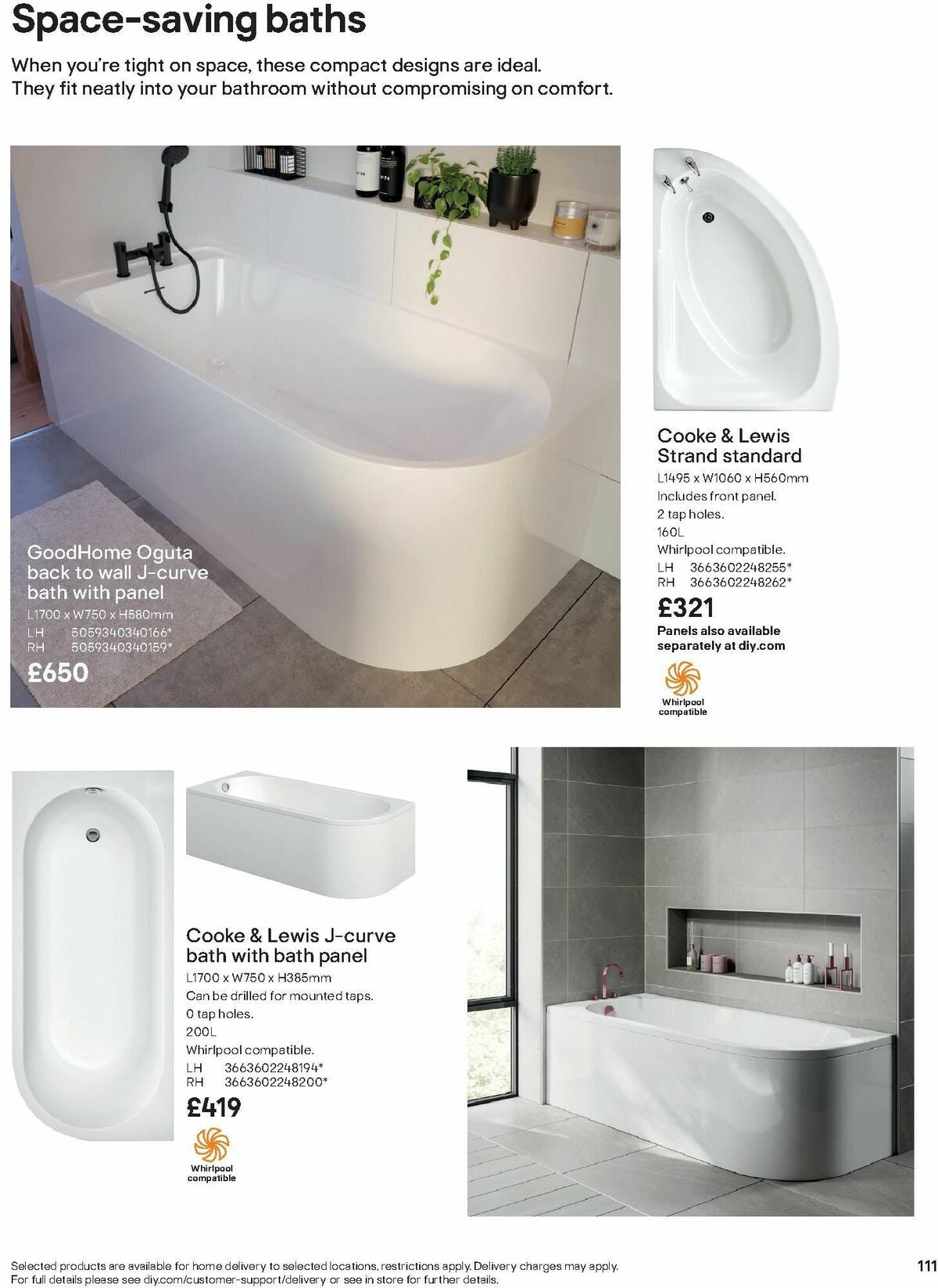 B&Q Bathroom Collections Offers from 1 October