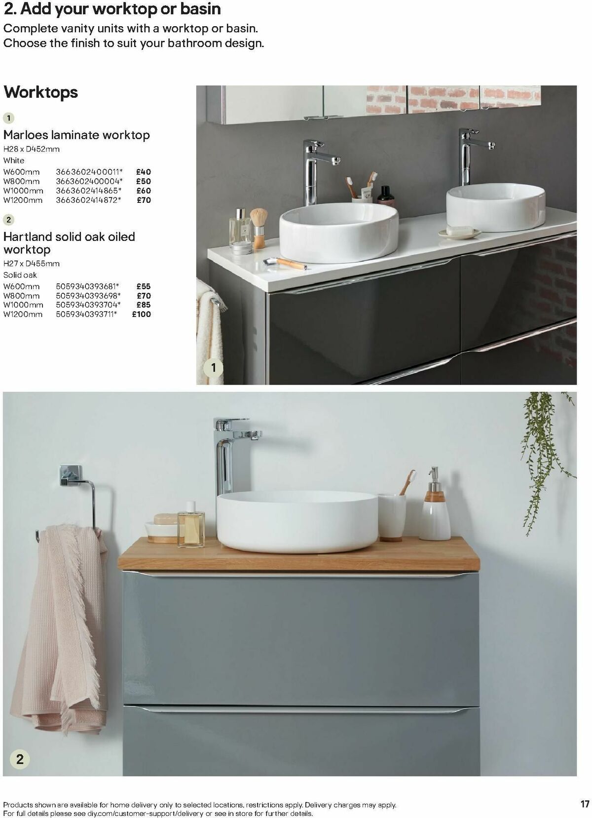 B&Q Bathroom Collections Offers from 1 October
