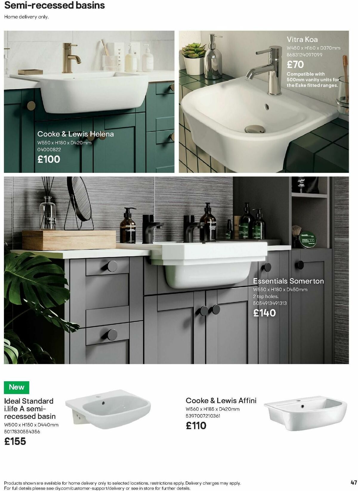 B&Q Bathroom Collections Offers from 1 October