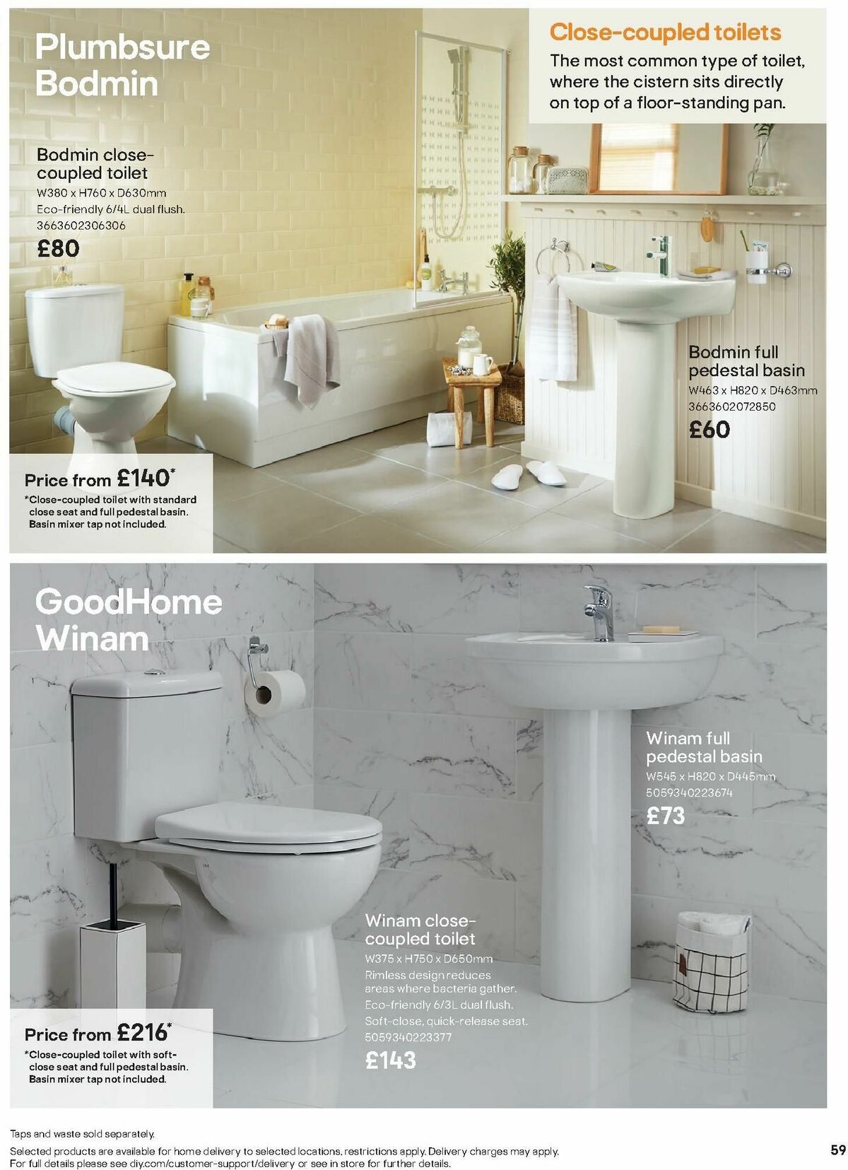 B&Q Bathroom Collections Offers from 1 October